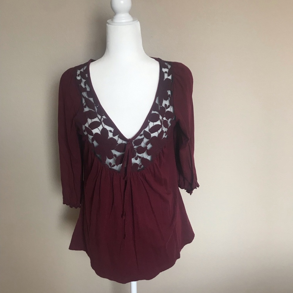 Maroon top with lace